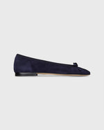 Load image into Gallery viewer, Square-Toe Ballet Flat in Navy Suede
