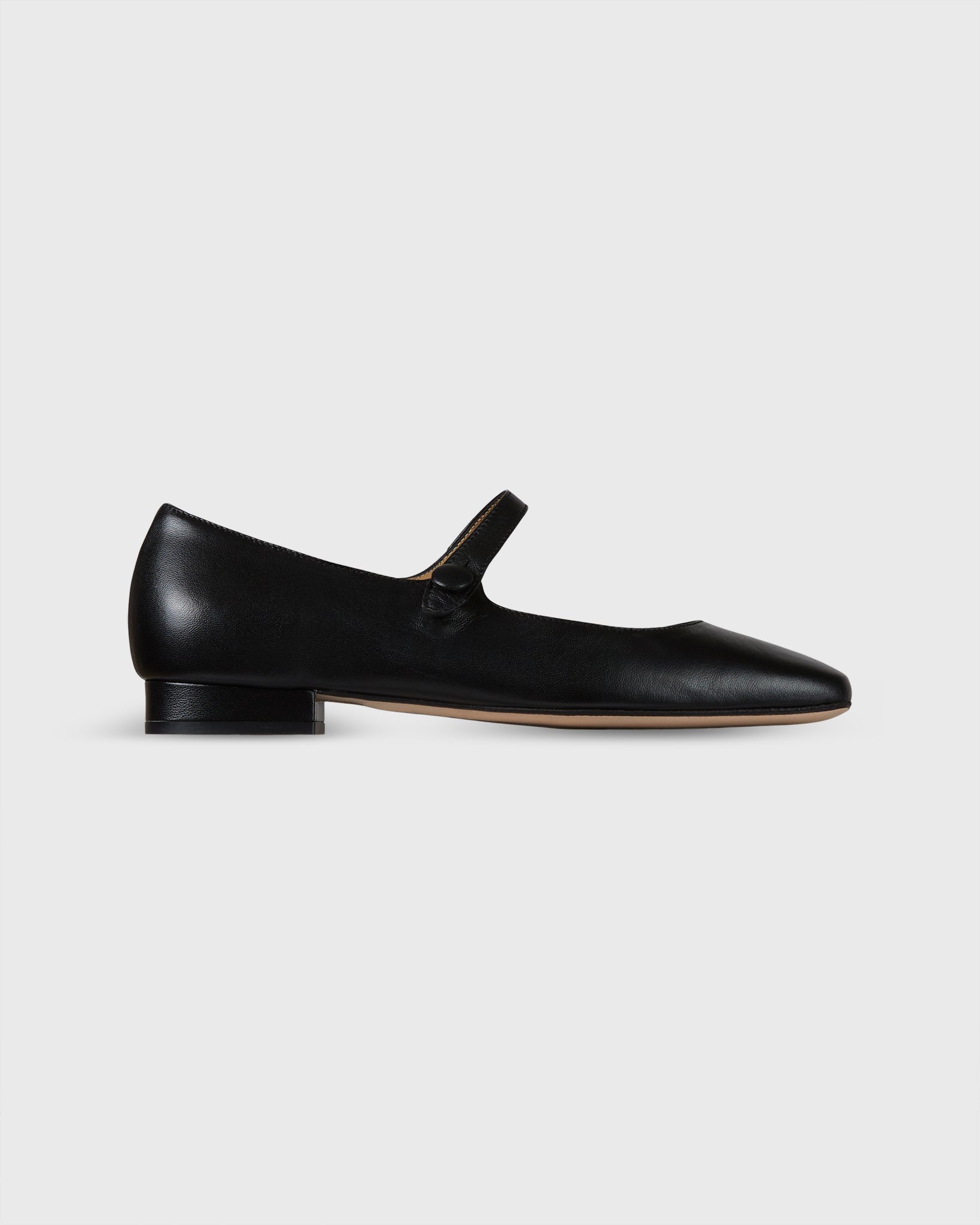 Square-Toe Mary Jane in Black Nappa Leather