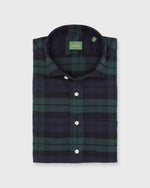Load image into Gallery viewer, Spread Collar Sport Shirt in Blackwatch Tartan Flannel
