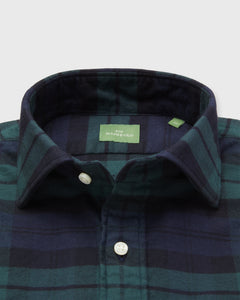 Spread Collar Sport Shirt in Blackwatch Tartan Flannel