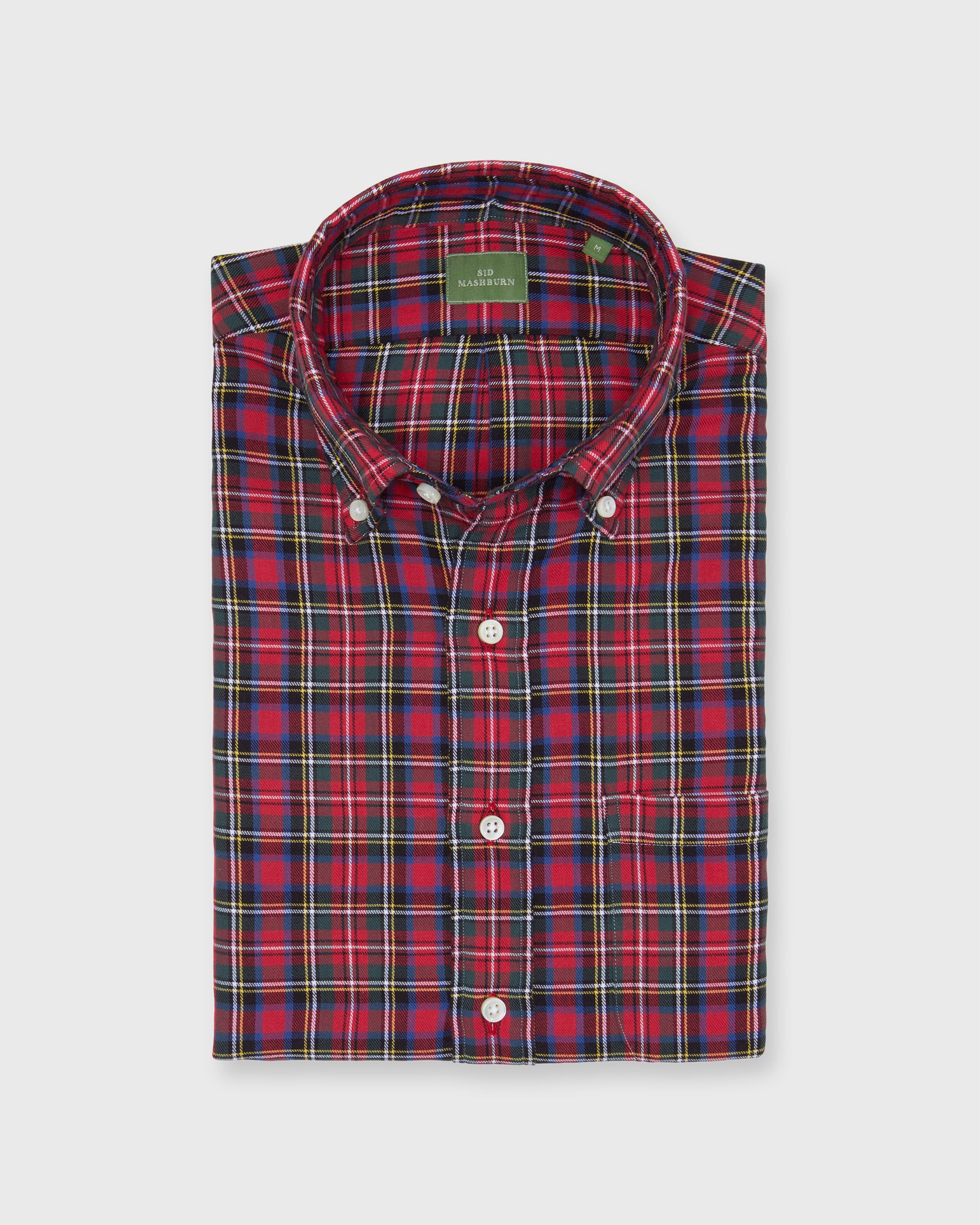 Button-Down Sport Shirt in Royal Stewart Tartan Twill