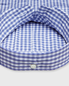 Button-Down Sport Shirt in Blue Gingham Poplin