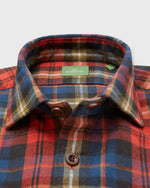 Load image into Gallery viewer, Band-Hem Work Shirt in Red/Khaki/Blue Plaid Brushed Twill
