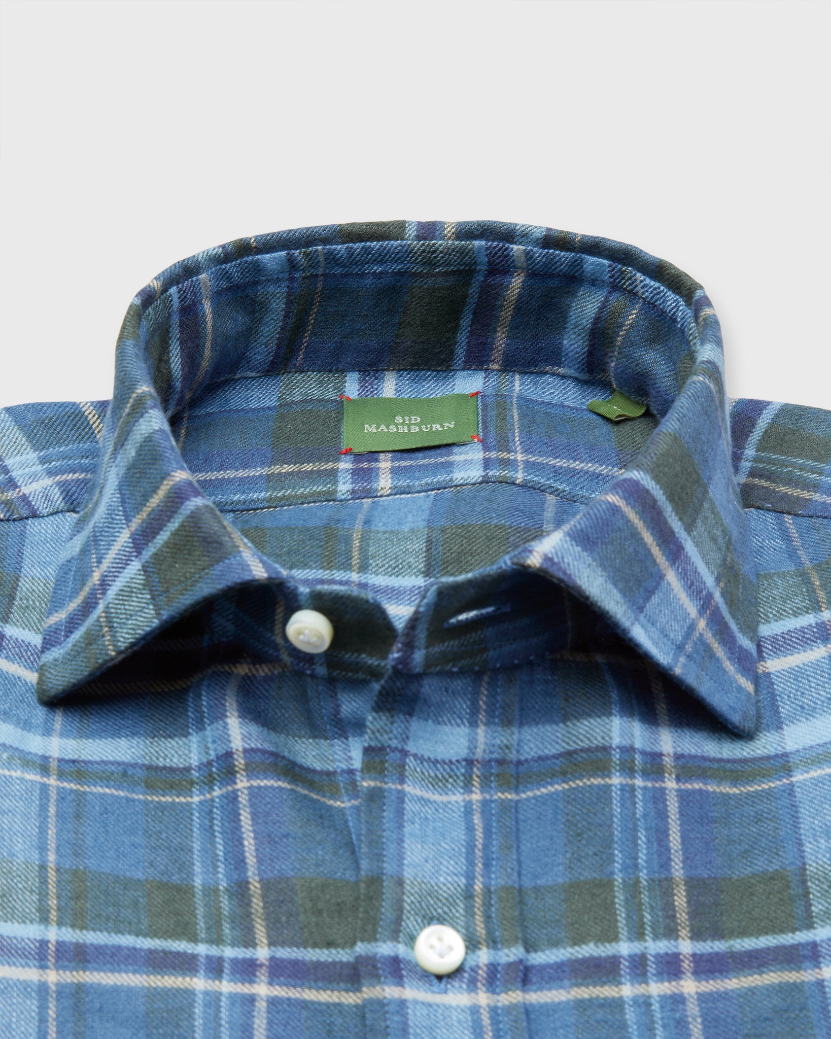 Otto Handmade Sport Shirt in Slate/Olive/Oat Brushed Plaid Flannel