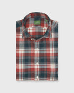 Load image into Gallery viewer, Spread Collar Sport Shirt in Green/Red/Bone Plaid Flannel
