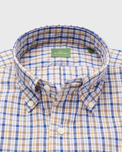 Button-Down Sport Shirt in Blue/Scotch Check Poplin
