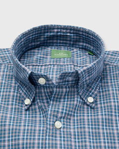 Button-Down Sport Shirt in Hunter/Sky/Brown Check Poplin