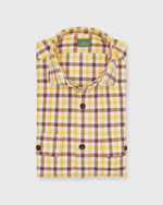 Load image into Gallery viewer, Band-Hem Work Shirt in Bone/Yellow/Brown Tattersall Brushed Twill
