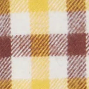 Band-Hem Work Shirt in Bone/Yellow/Brown Tattersall Brushed Twill