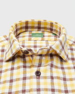 Load image into Gallery viewer, Band-Hem Work Shirt in Bone/Yellow/Brown Tattersall Brushed Twill
