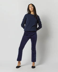 Faye Flare Cropped Pant in Navy Stretch Velveteen