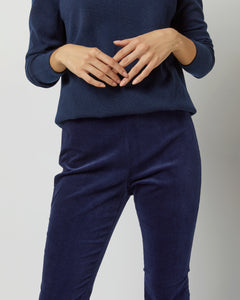 Faye Flare Cropped Pant in Navy Stretch Velveteen