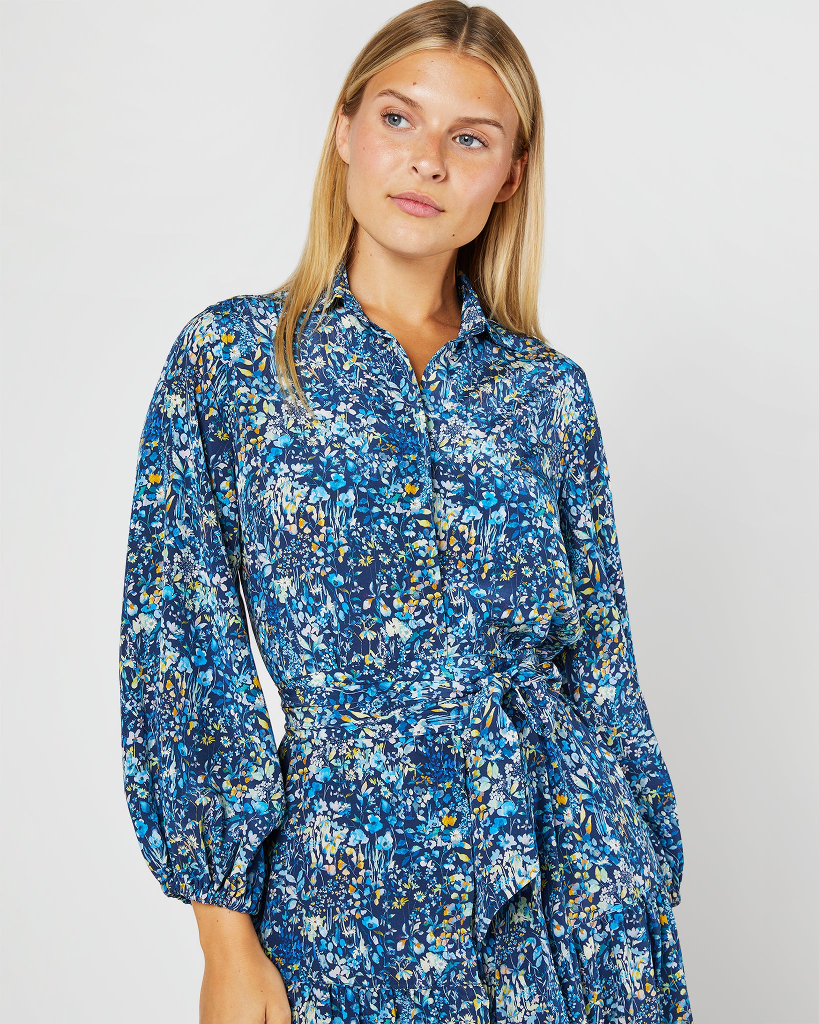 Isla Shirtdress in Blue Multi Felda Liberty Fabric Silk
