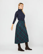 Load image into Gallery viewer, Marina Side-Zip Skirt in Blackwatch Tartan Stretch Wool
