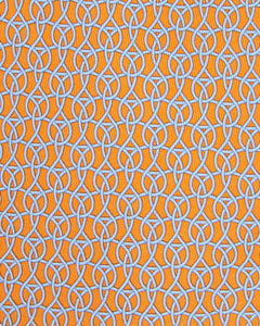 Silk Print Tie in Orange/Sky String