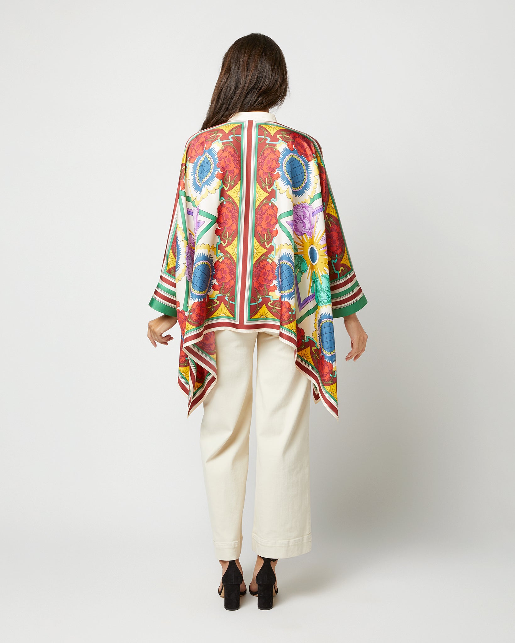 Foulard Shirt in Taormina Placée Ivory Twill Silk