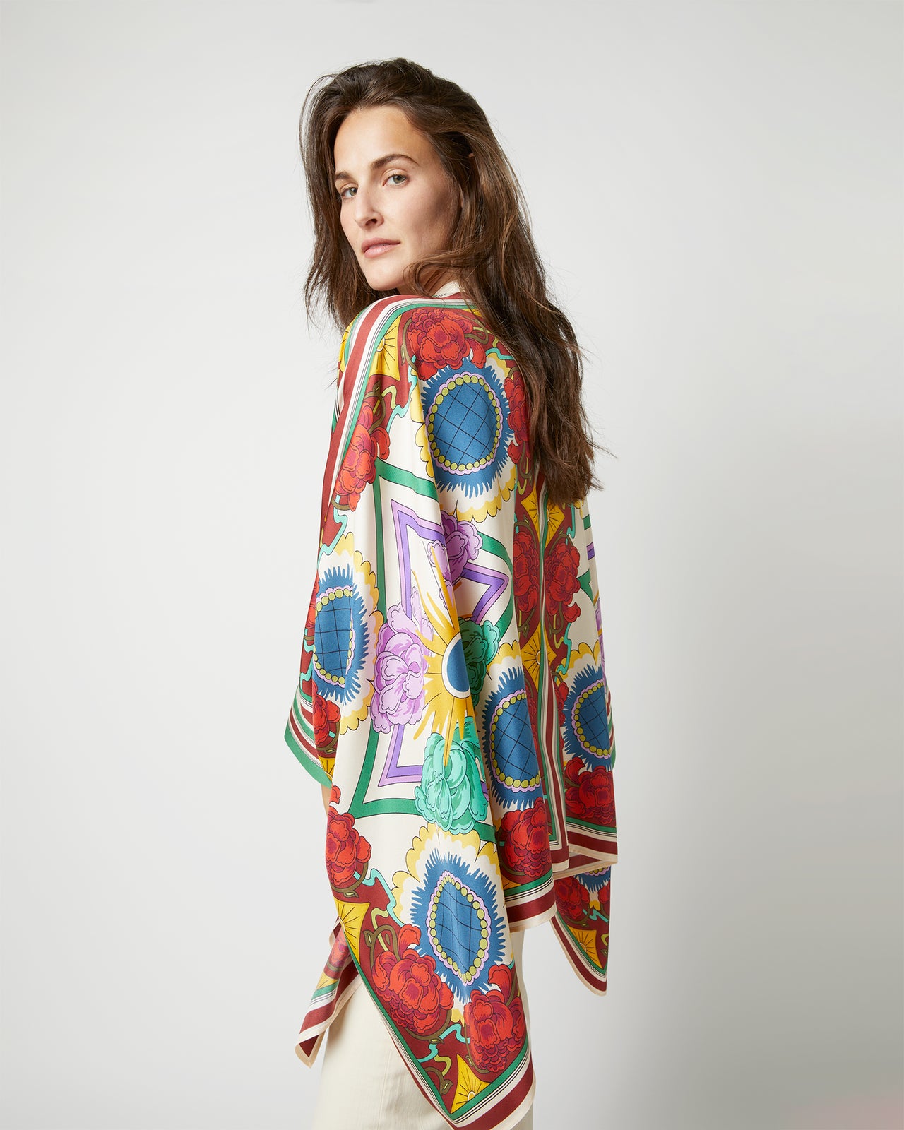 Foulard Shirt in Taormina Placée Ivory Twill Silk