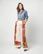 Load image into Gallery viewer, Palazzo Pant in Taormina Placée Ivory Twill Silk
