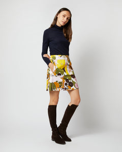 Mini Skirt in Big Flower Rose Heavy Cotton Stretch