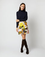 Load image into Gallery viewer, Mini Skirt in Big Flower Rose Heavy Cotton Stretch
