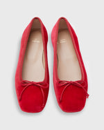 Load image into Gallery viewer, Square-Toe Ballet Flat in Red Velveteen

