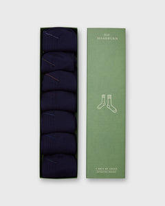 7-Day Sock Set, Over-The-Calf in Navy Wool