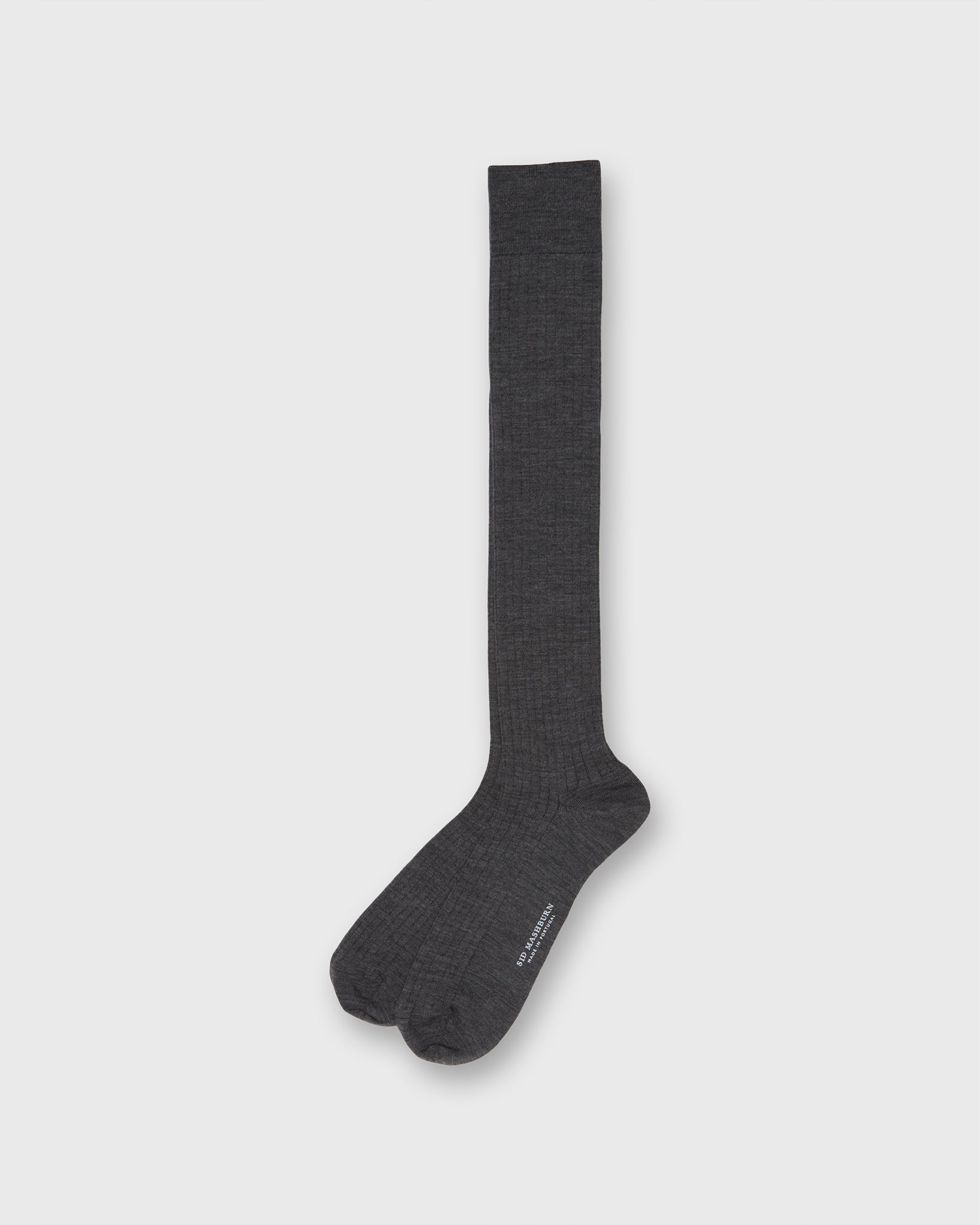 Over-The-Calf Dress Socks in Heather Grey Extra Fine Merino