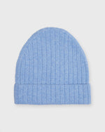 Load image into Gallery viewer, Rib Beanie in Heather Light Blue Cashmere
