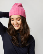 Load image into Gallery viewer, Rib Beanie in Heather Pink Cashmere
