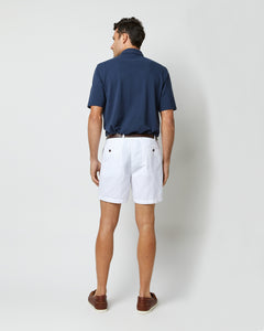 Garment-Dyed Short in White Cotolino Twill