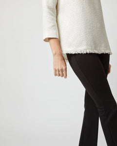 Ana Fringe Top in Ivory Sparkle Tweed