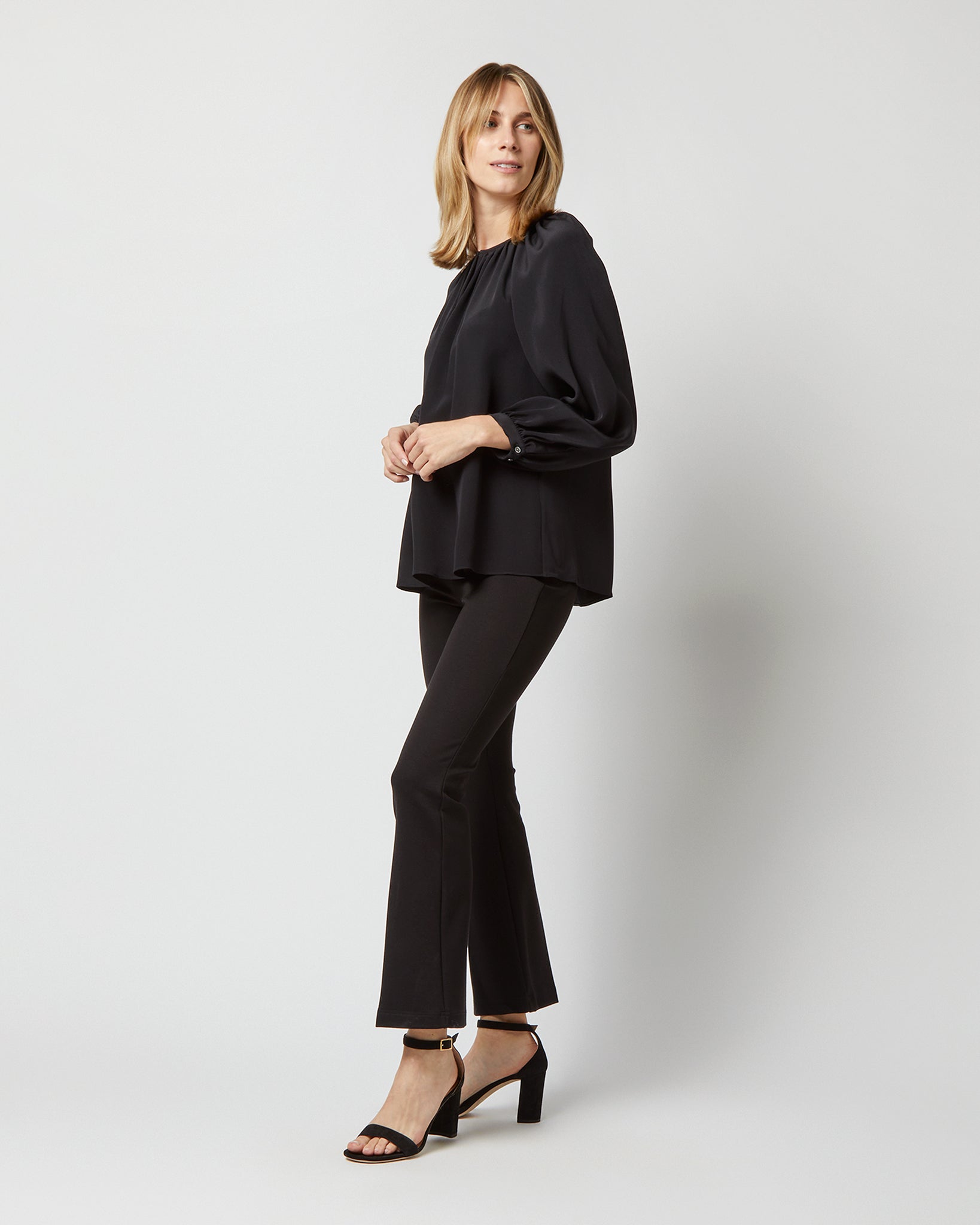 Ariana Blouse in Black Silk Crepe de Chine