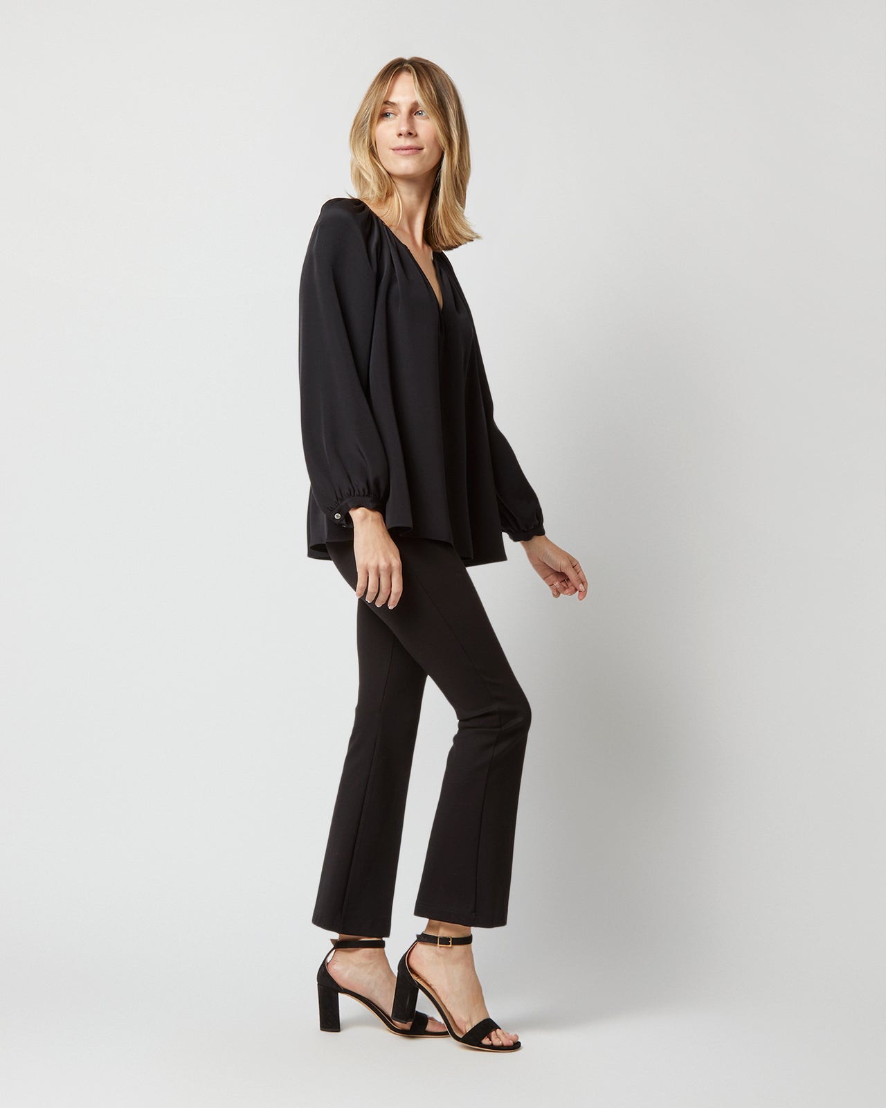 Ariana Blouse in Black Silk Crepe de Chine