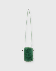 Faux Fur Cell Phone Bag in Green