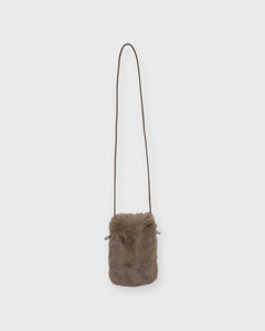Faux Fur Cell Phone Bag in Brown