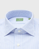 Load image into Gallery viewer, Spread Collar Dress Shirt in Blue Multi Double Stripe Poplin
