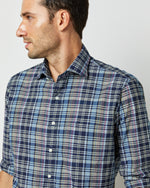 Load image into Gallery viewer, Spread Collar Sport Shirt in Navy/Blue/Green Madras
