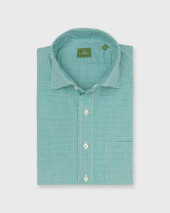 Spread Collar Sport Shirt in Kelly Micro Gingham Poplin