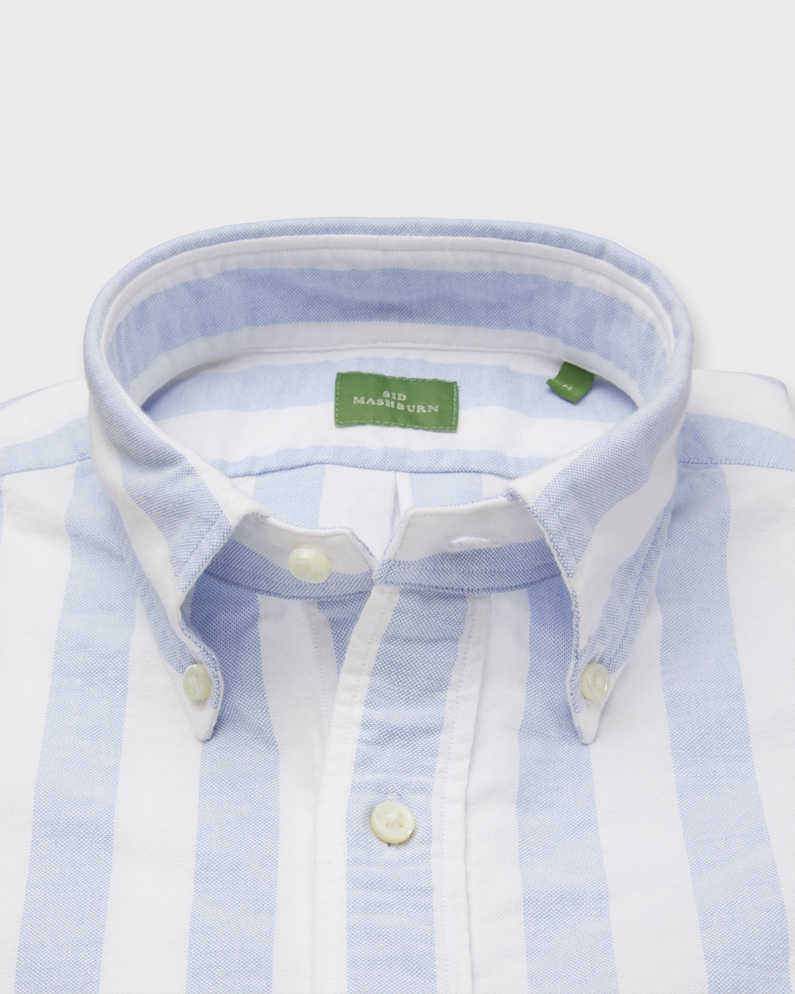 Short-Sleeved Button-Down Sport Shirt in Sky/White Cabana Stripe Oxford