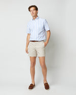 Load image into Gallery viewer, Short-Sleeved Button-Down Sport Shirt in Sky/White Cabana Stripe Oxford
