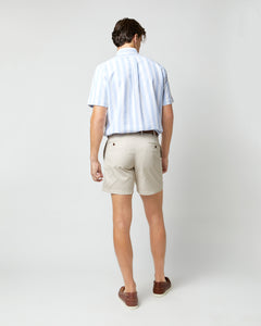 Short-Sleeved Button-Down Sport Shirt in Sky/White Cabana Stripe Oxford