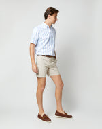 Load image into Gallery viewer, Short-Sleeved Button-Down Sport Shirt in Sky/White Cabana Stripe Oxford
