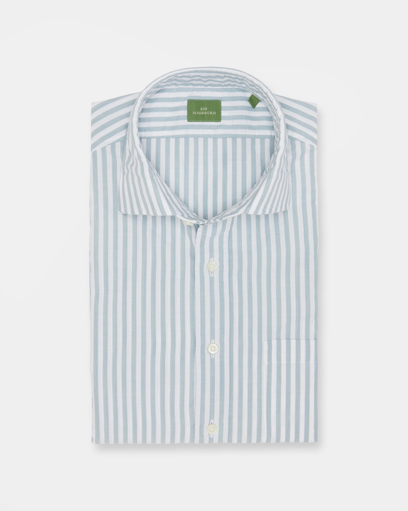 Spread Collar Sport Shirt in Seaglass Stripe Chambray