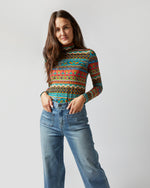 Load image into Gallery viewer, Turtleneck in Giza Turquoise Skinny Jersey
