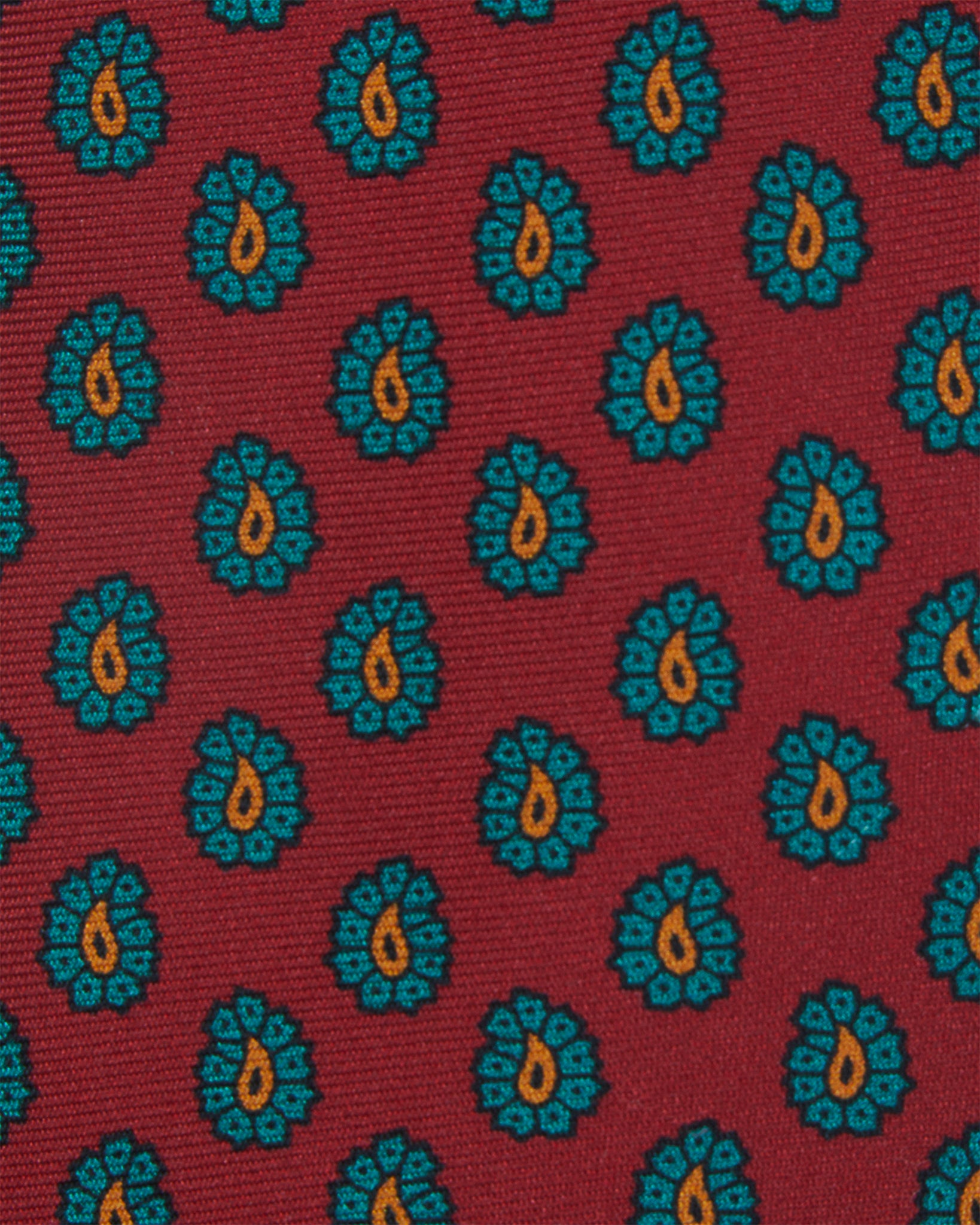 Silk Print Tie in Red/Emerald/Gold Paisley