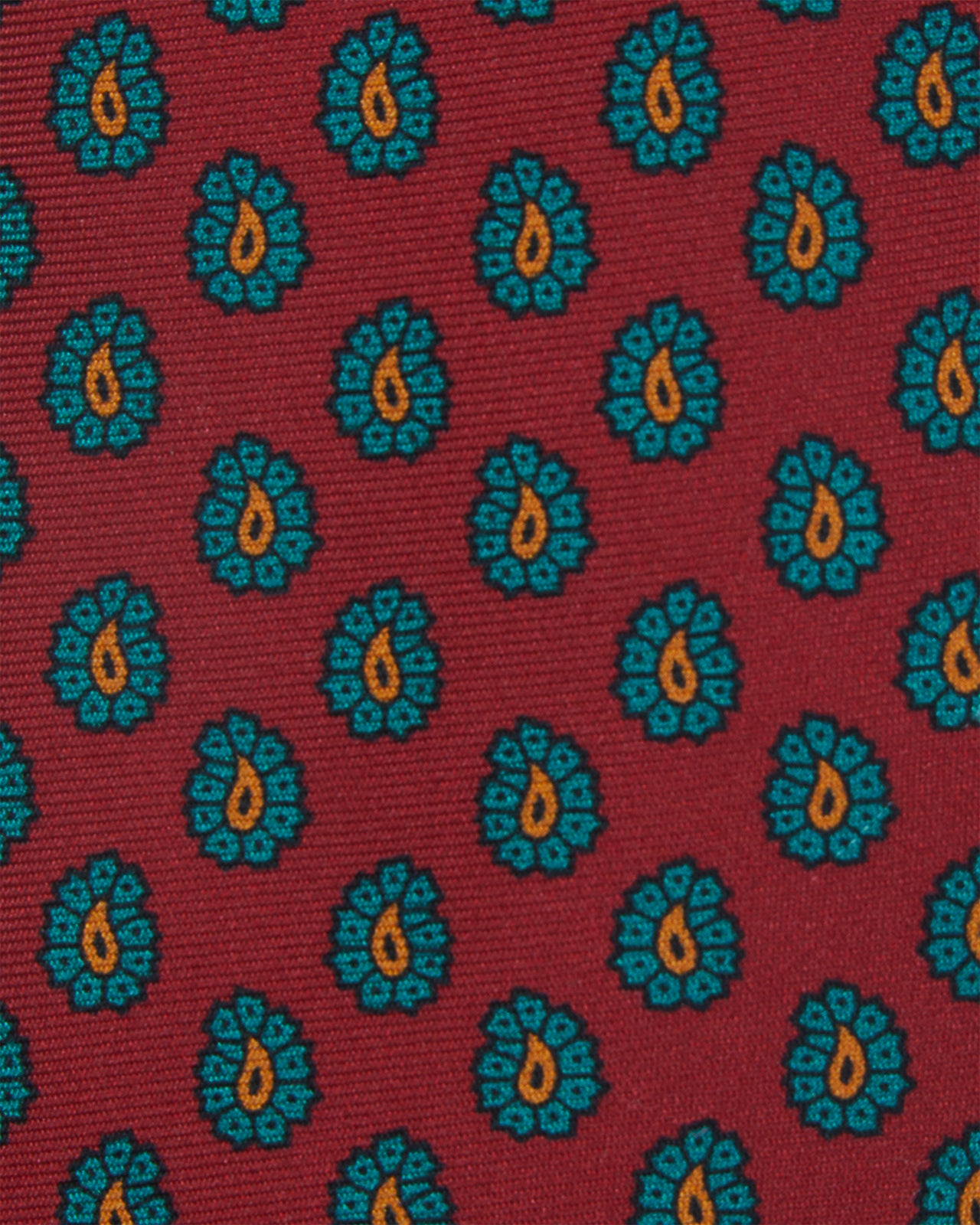 Silk Print Tie in Red/Emerald/Gold Paisley