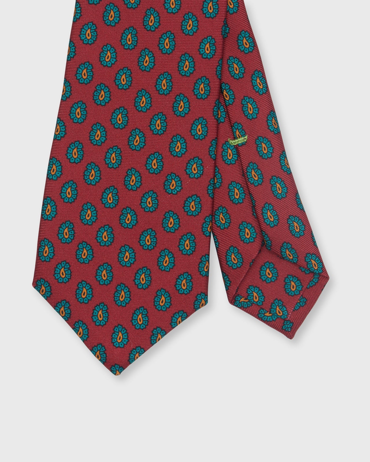Silk Print Tie in Red/Emerald/Gold Paisley