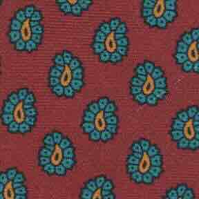 Silk Print Tie in Red/Emerald/Gold Paisley