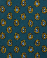 Load image into Gallery viewer, Silk Print Tie in Lovat/Mustard/Light Blue Paisley
