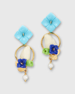 Chick Earrings in Gold/Turquoise/Peridot